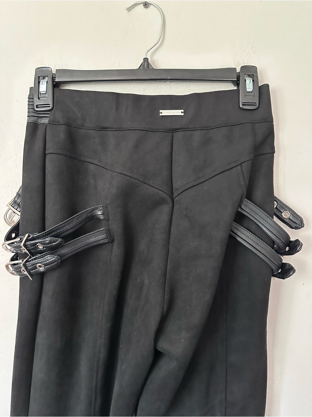 Black High-Waist Tailored Pants with Buckle Details - Picture 15 of 16